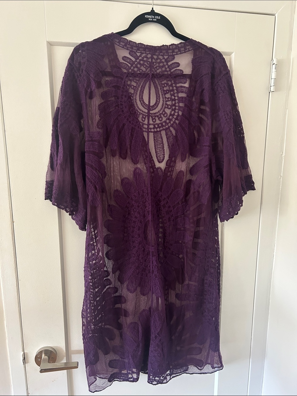 Amazon Sheer Crochet Kimono Robe — Purple - Picture 4 of 5